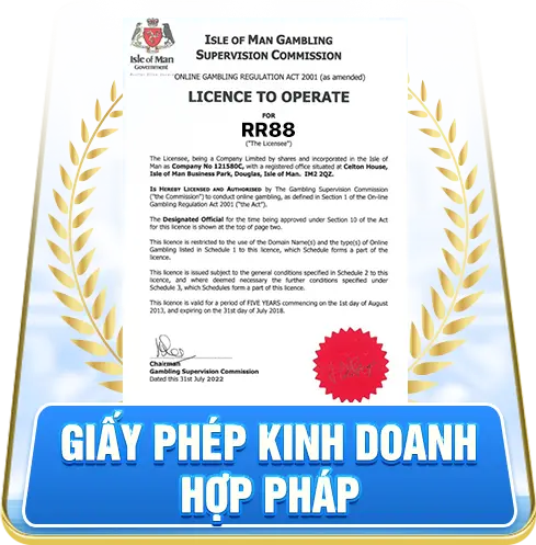 giấy phép hoạt động của nhà cái rr88